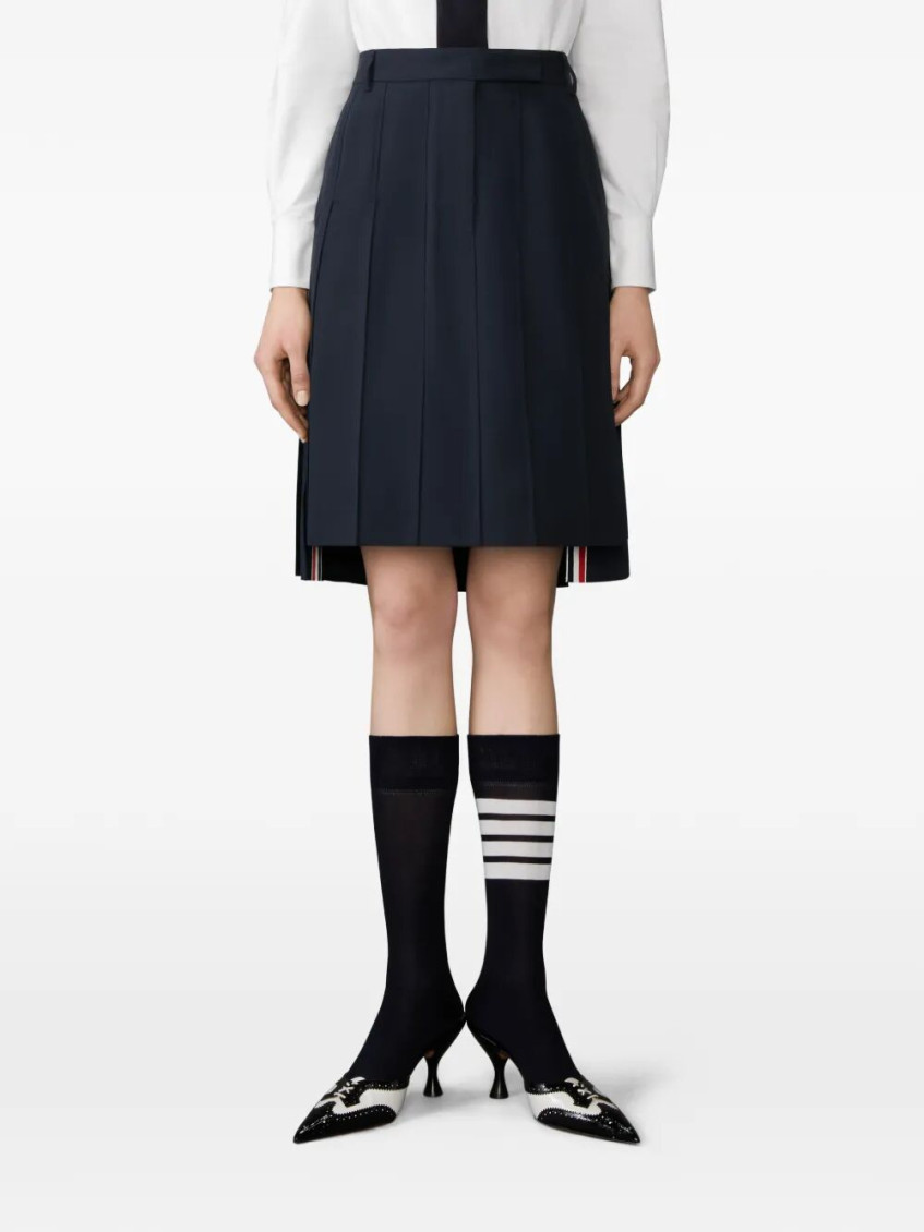 Pleated Wool Midi Skirt
