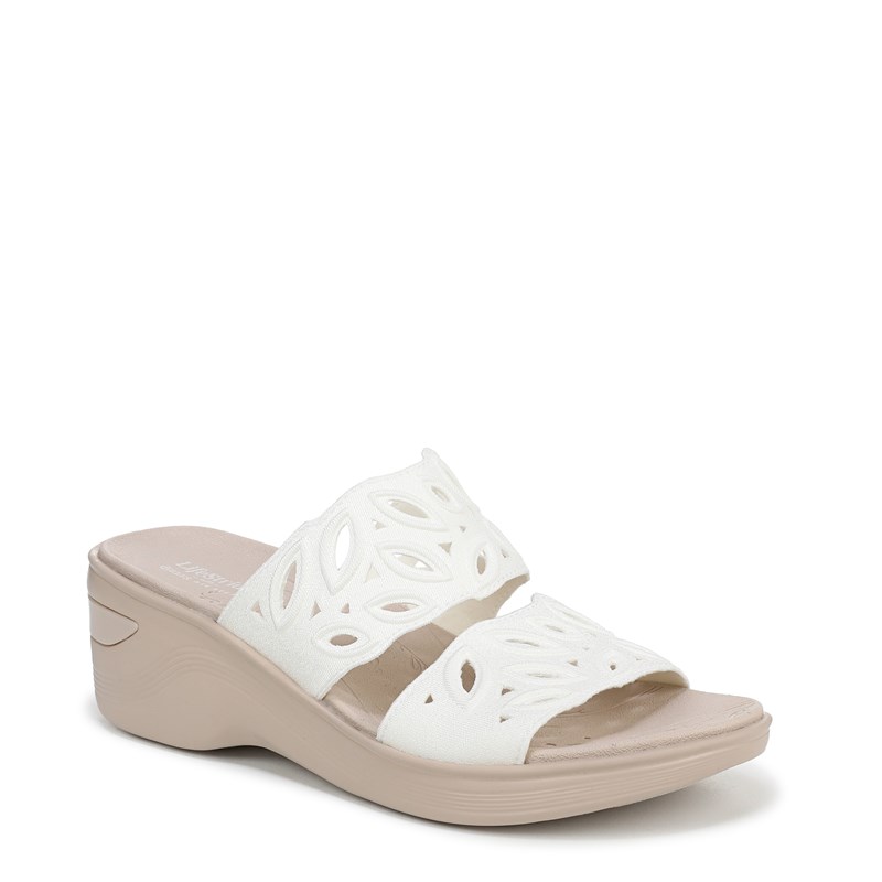 Women's Delight Wedge Sandals (Bright White Shimmer Fabric)