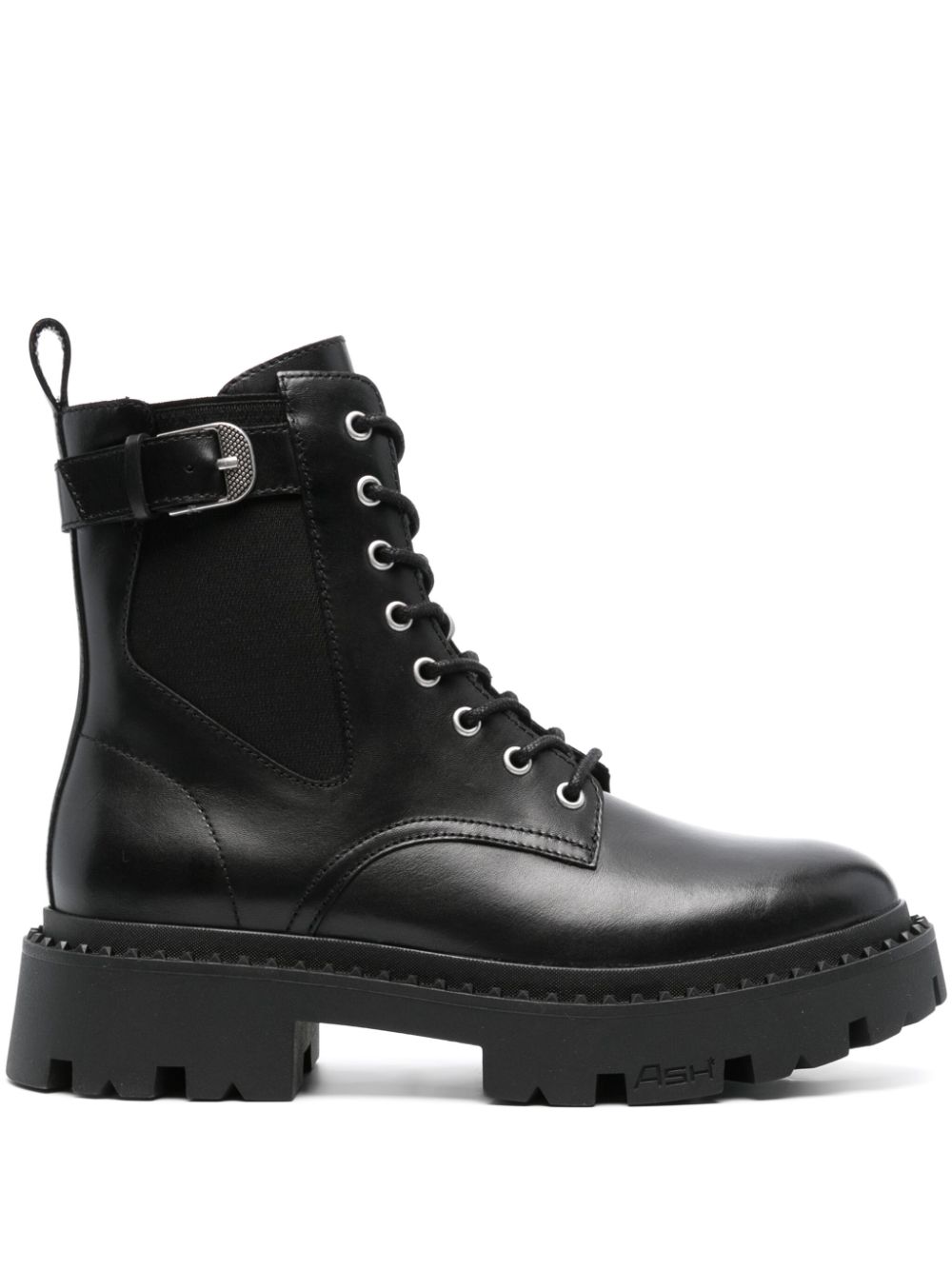 40mm lace-up leather boots - Black