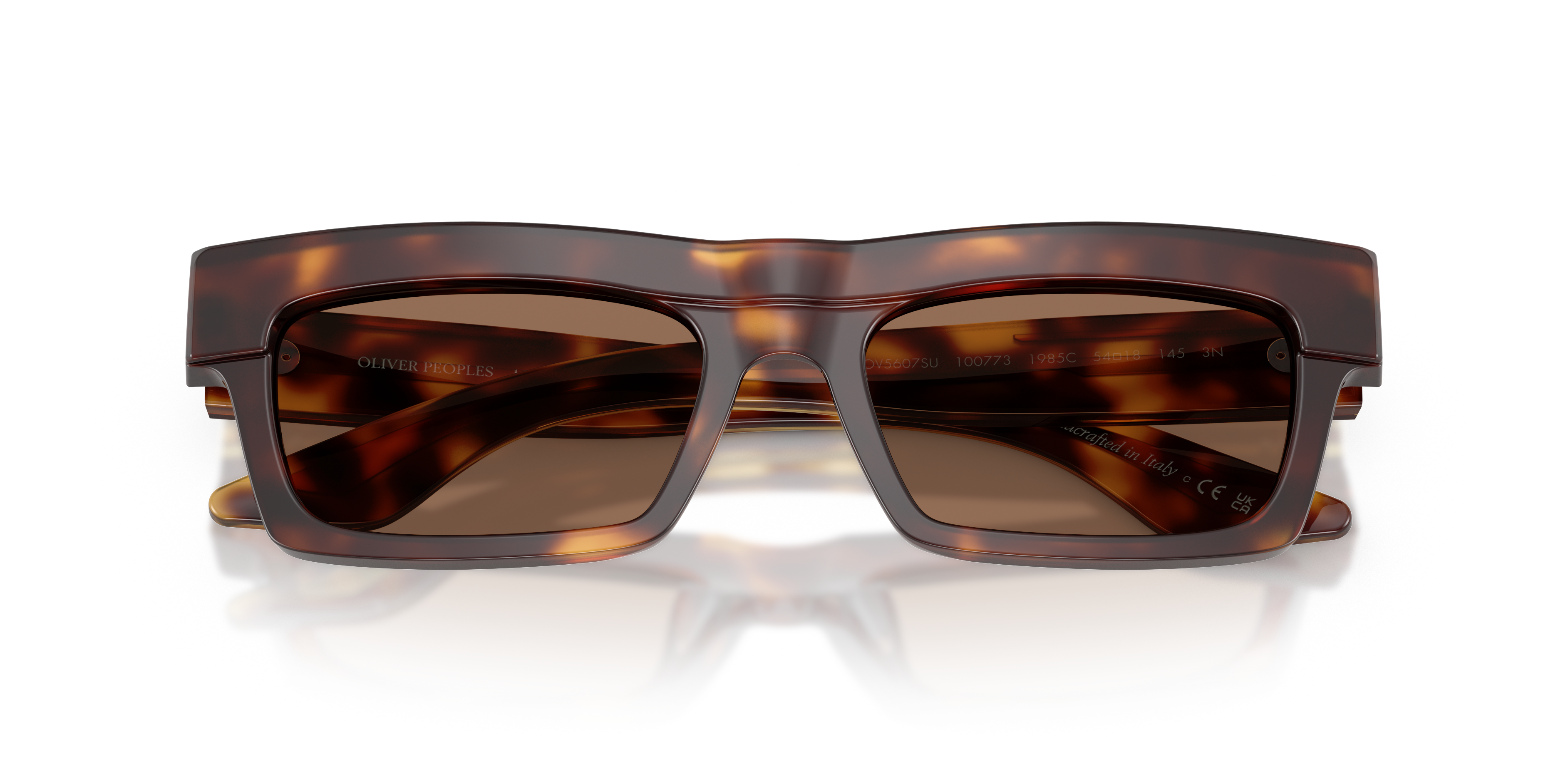Oliver Peoples Vrouw Oliver Peoples OV5607SU 1985C 100773 Zonnebrillen Acetaat Schildpad Bruin Kwadraat Normaa