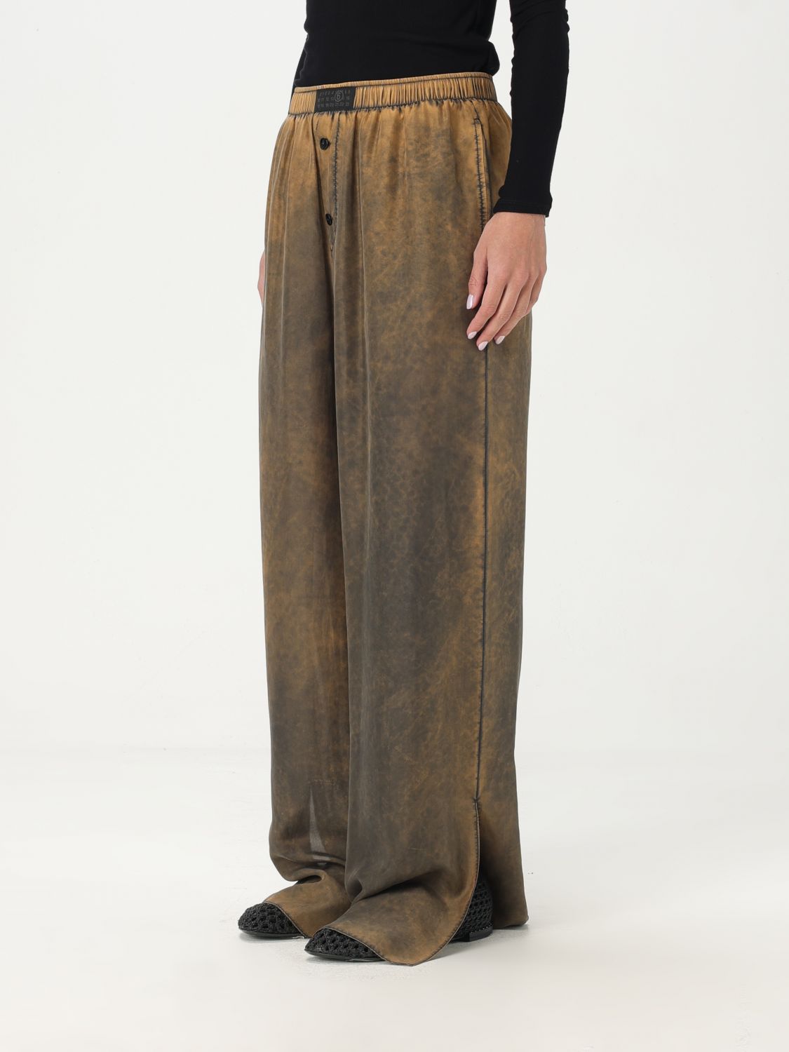 Distressed-finish flared trousers - Yellow