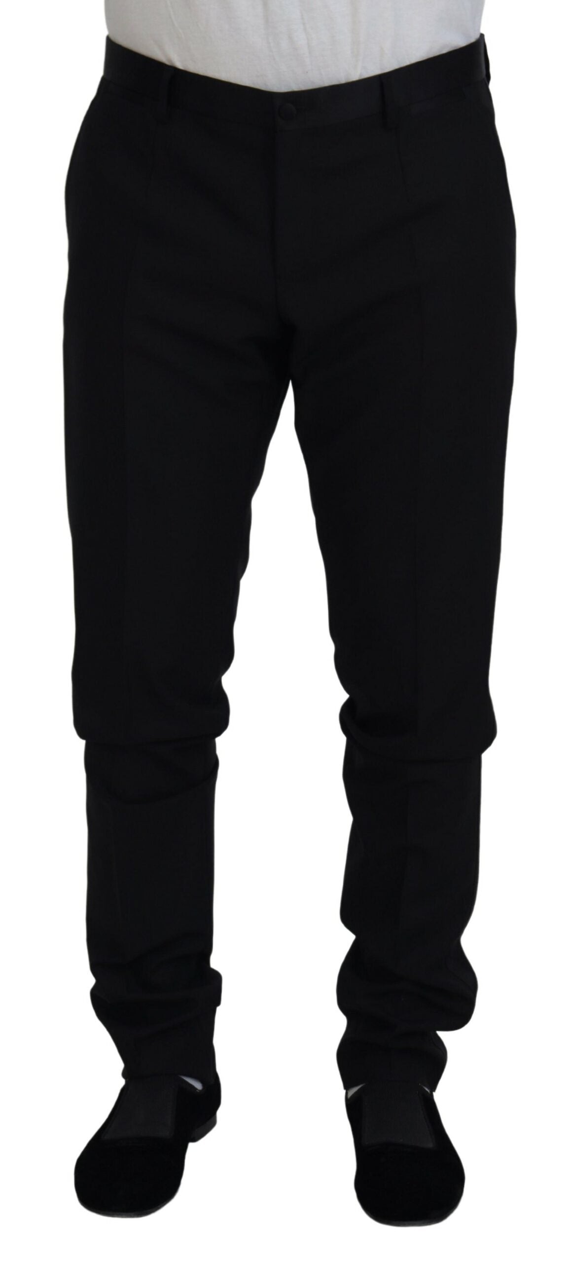 Virgin Wool Blend Trousers — Black