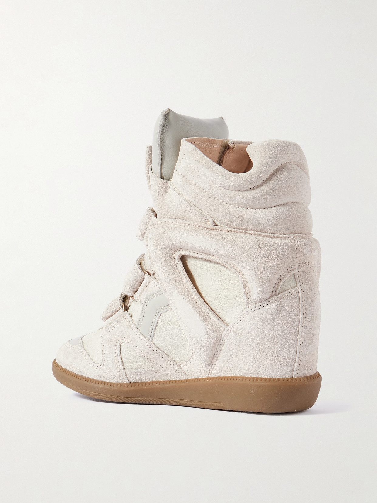 Bekett Leather-trimmed Suede High-top Wedge Sneakers - Neutral