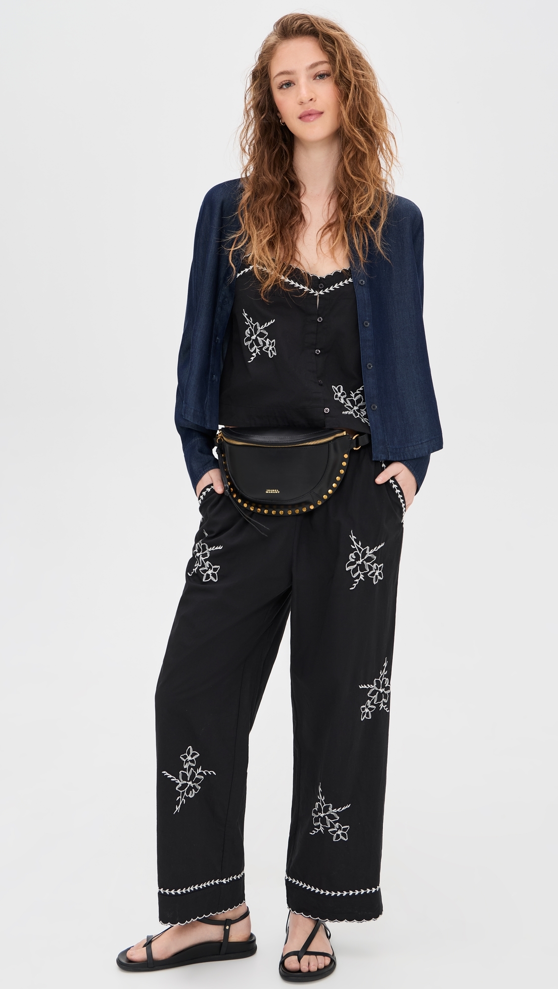 The Weekend Hanky Embroidery Pants Black