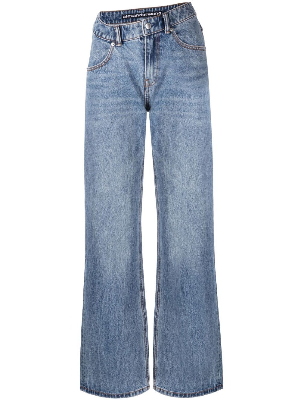 Asymmetric-waist denim jeans - Blue
