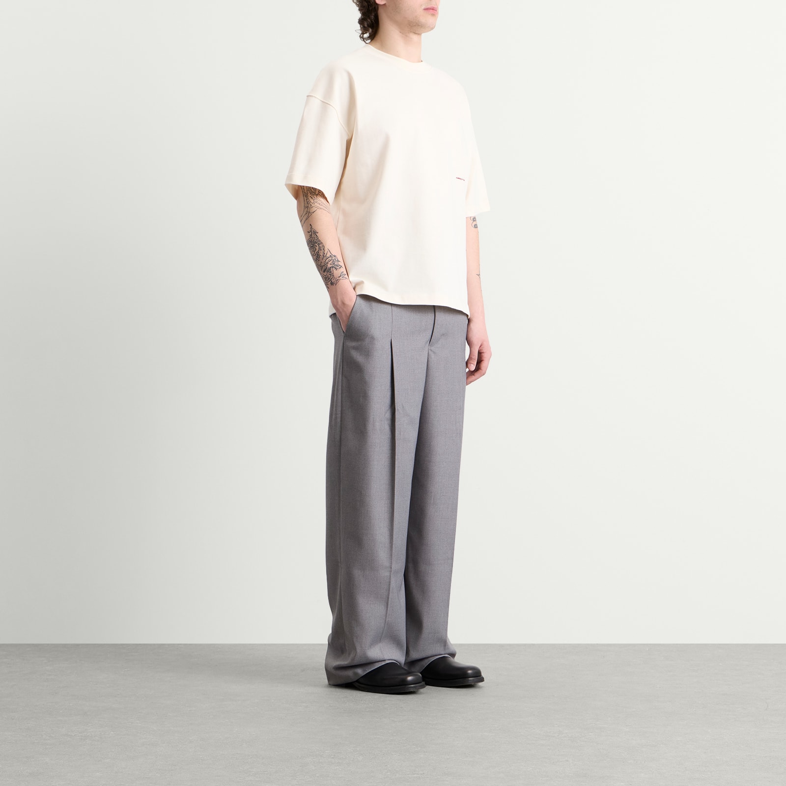 Men's Tailored Wide Leg Trouser Light Grey