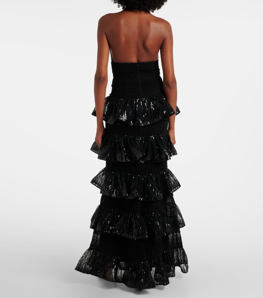 Sequined macramé gown
