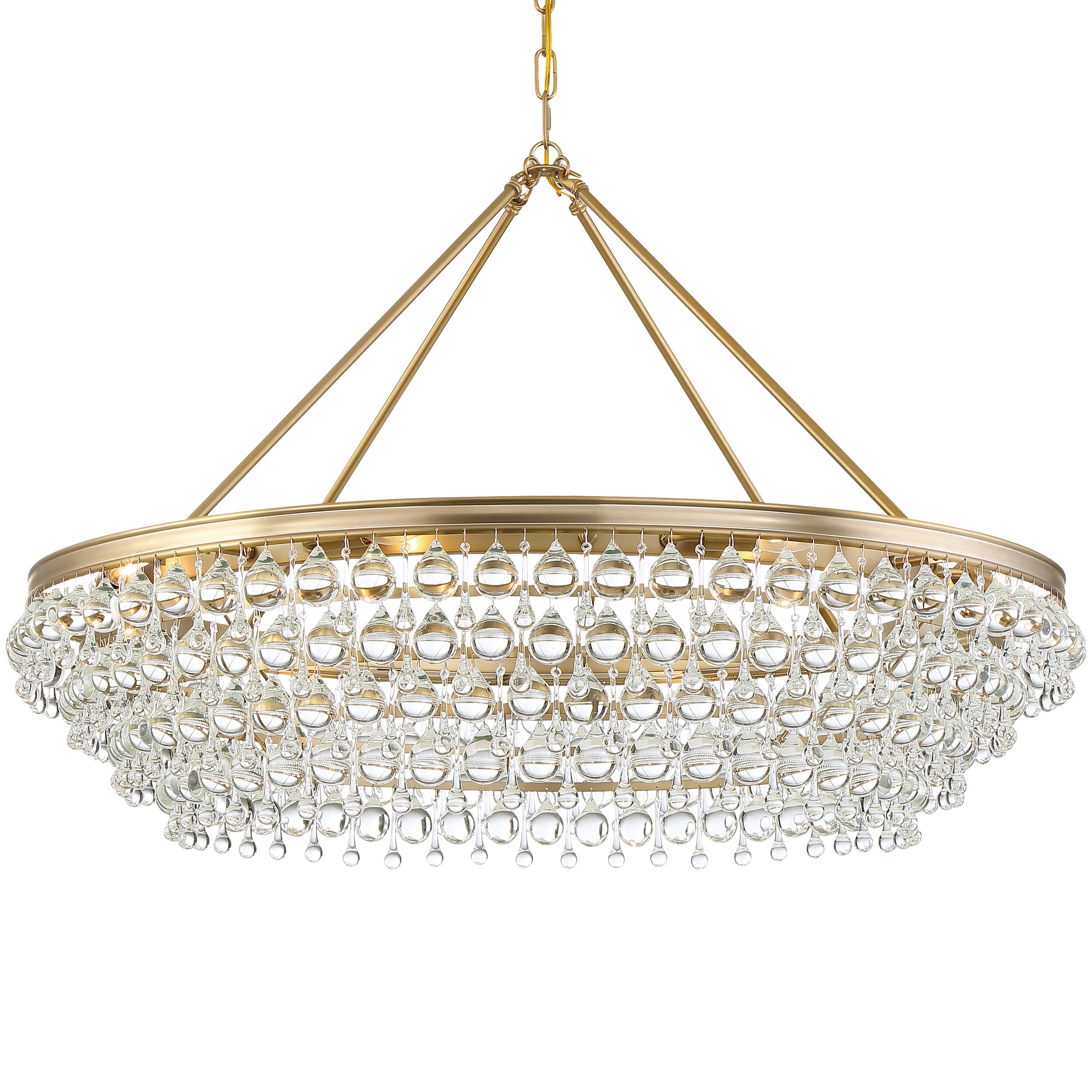 Calypso 8-Light 26" Transitional Chandelier in Vibrant Gold with Clear Glass Drops Crysta
