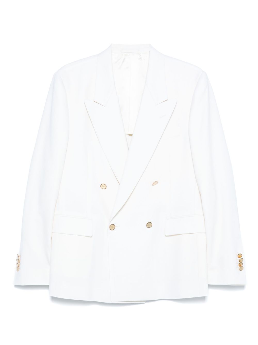 Virgin wool-blend double-breasted blazer - Neutrals