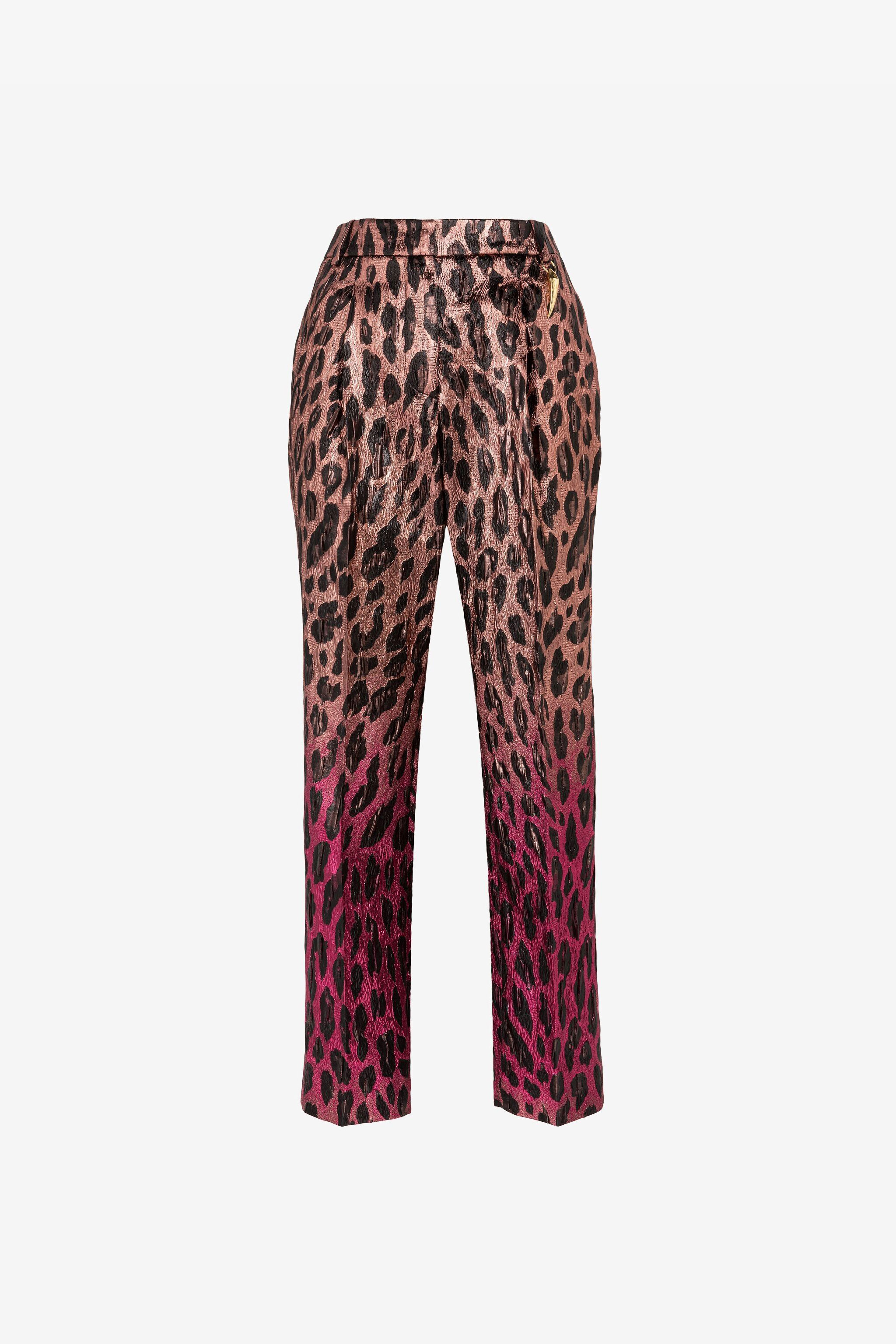 Animal-print Lamé Cropped Trousers