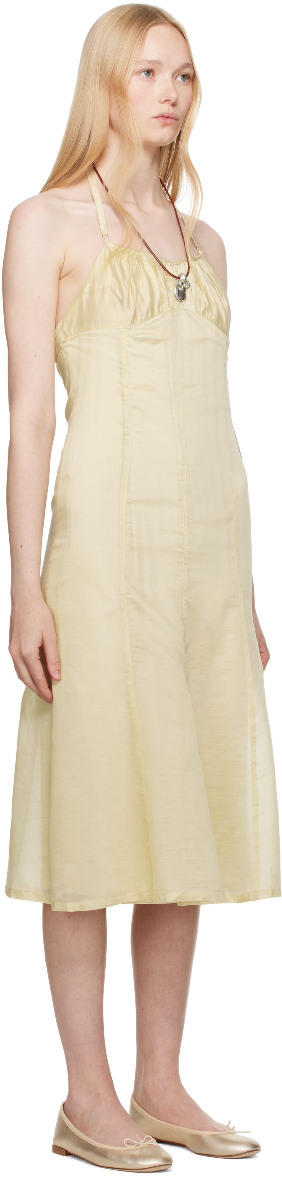 BELLE Yellow Flore Midi Dress