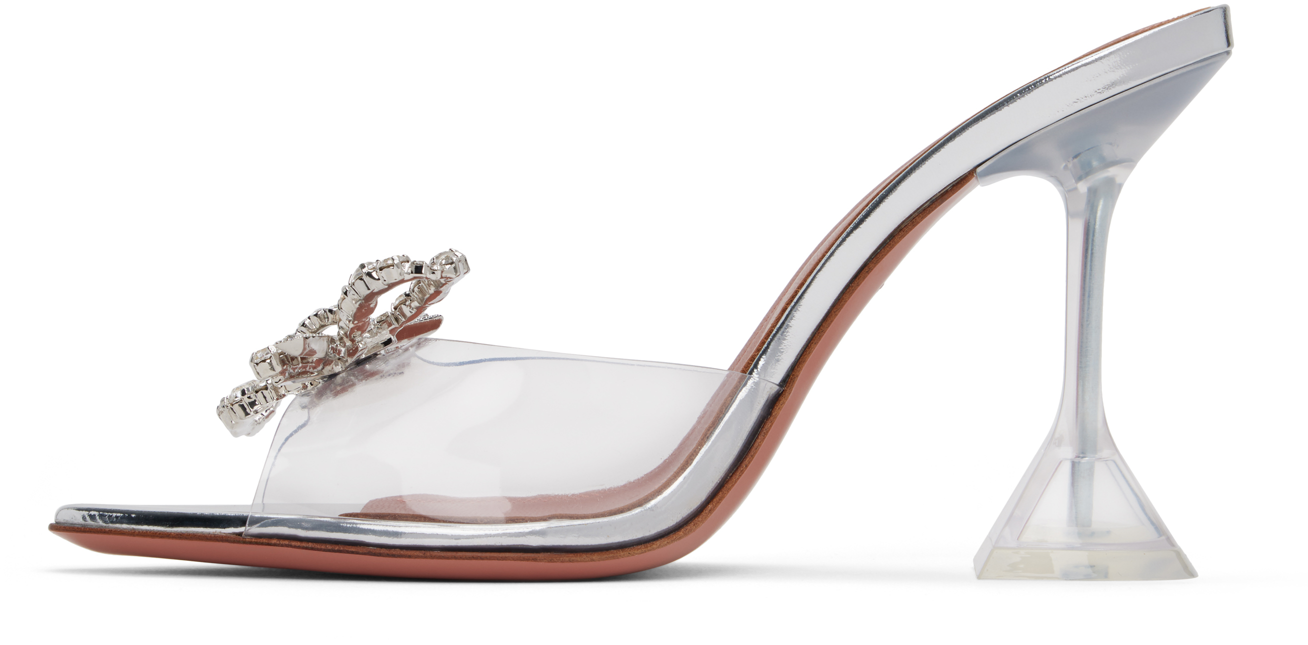 Amina Muaddi Transparent Rosie Glass Slipper Heeled Sandals