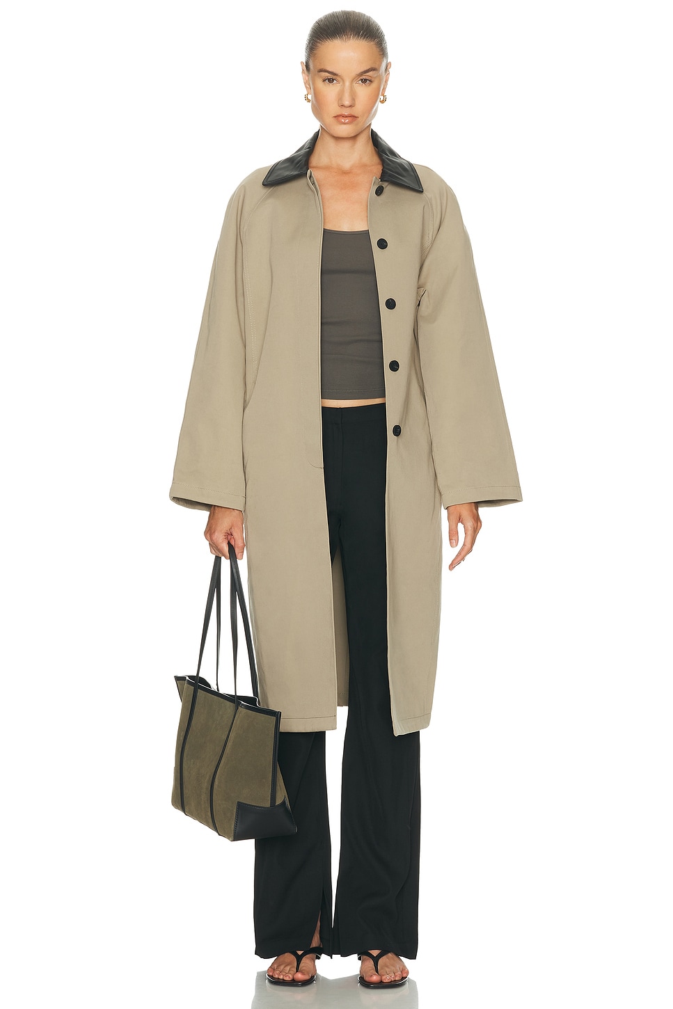 Staud Jackson Long Coat in Riverstone - Beige. XS also in