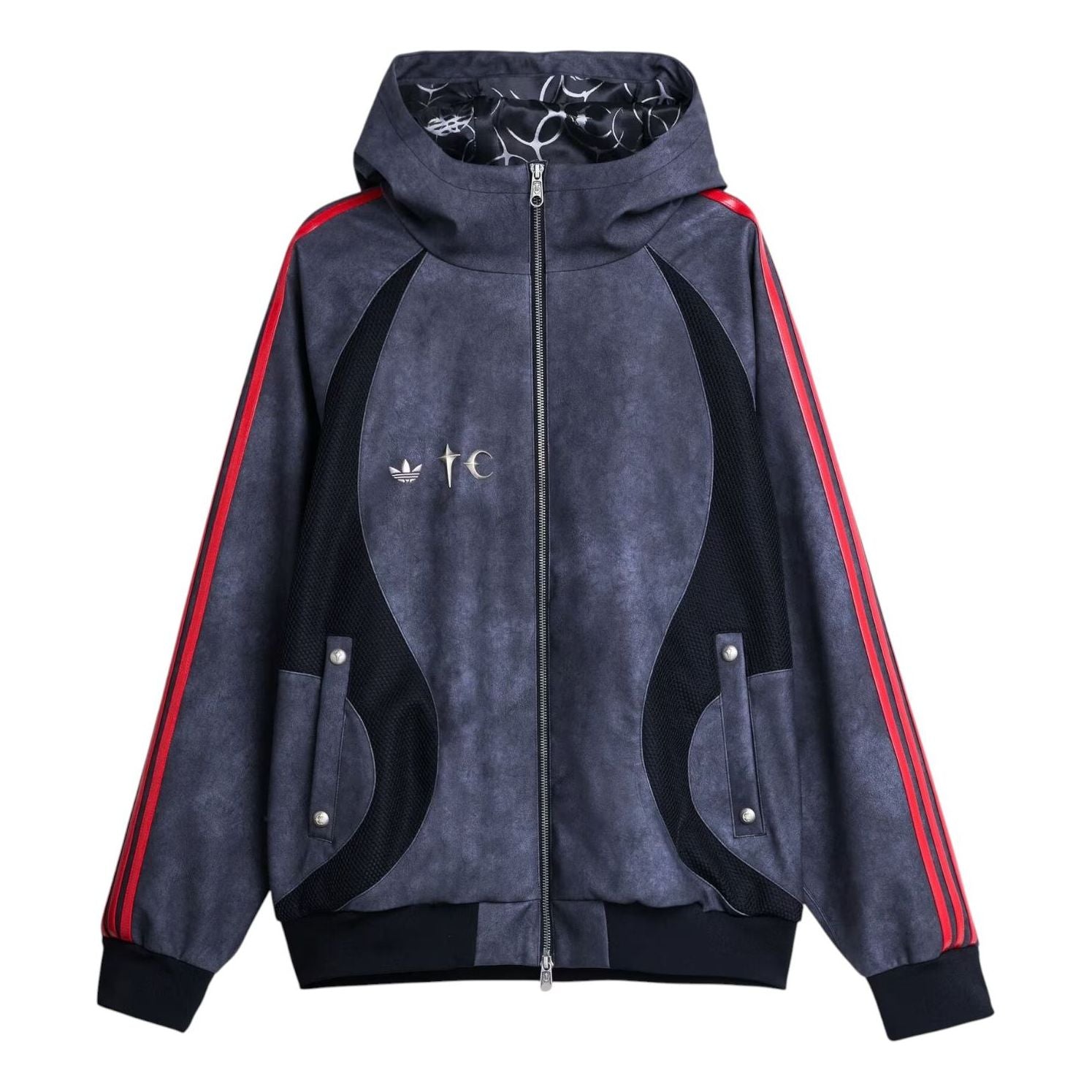 X THUG CLUB TEAMGEIST Faux Leather Jacket Asia Sizing 'Black Antique Silver'