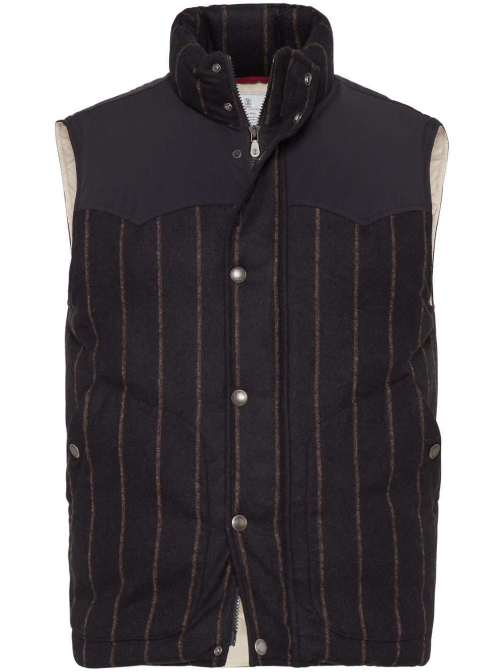 Striped padded gilet - Black