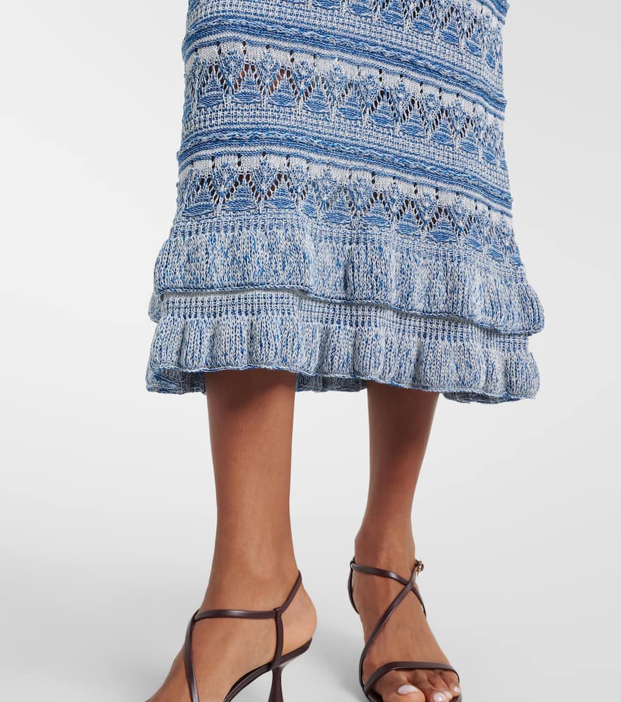 Crochet ruffled cotton maxi skirt