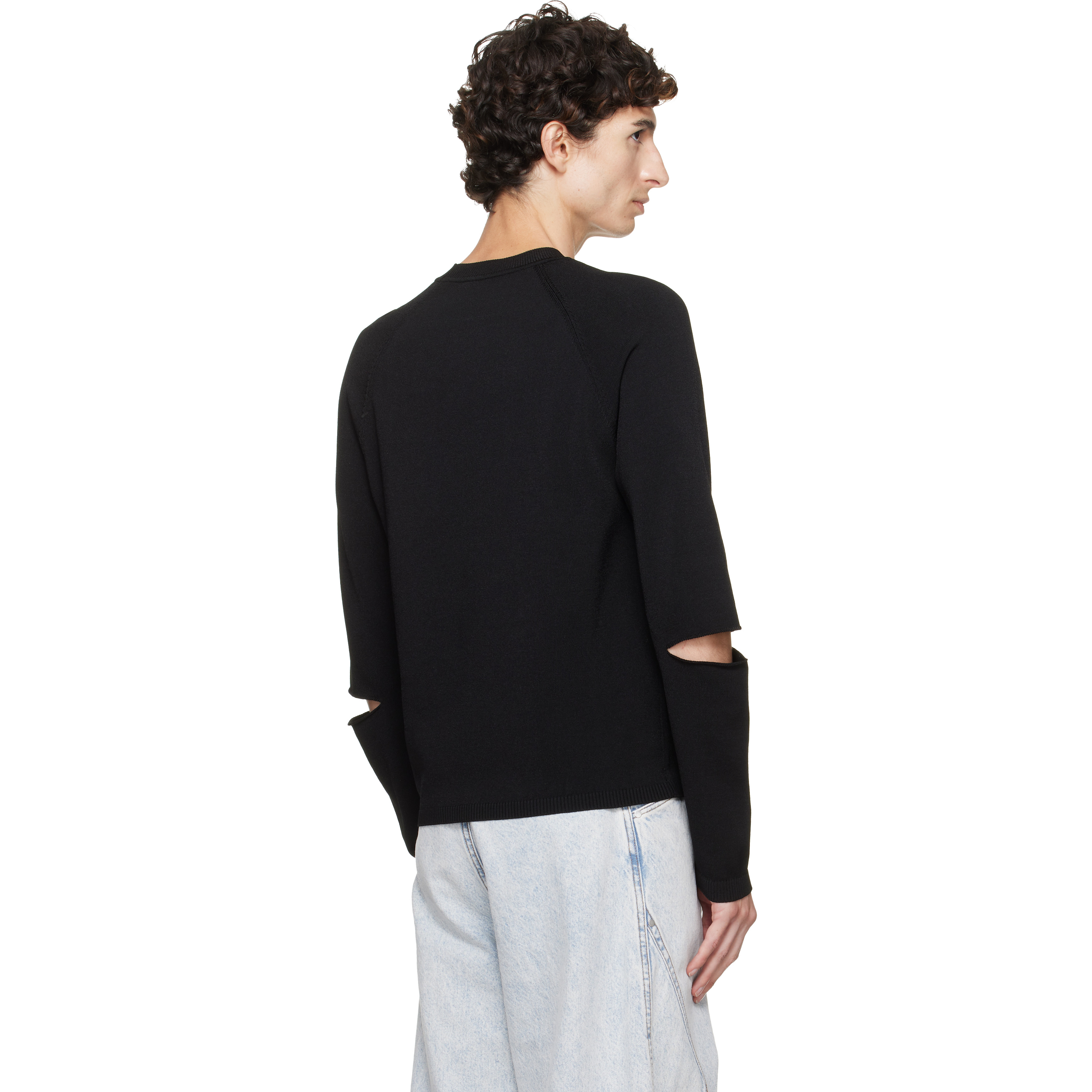 Black Moon Logo Knit Slit Sweater