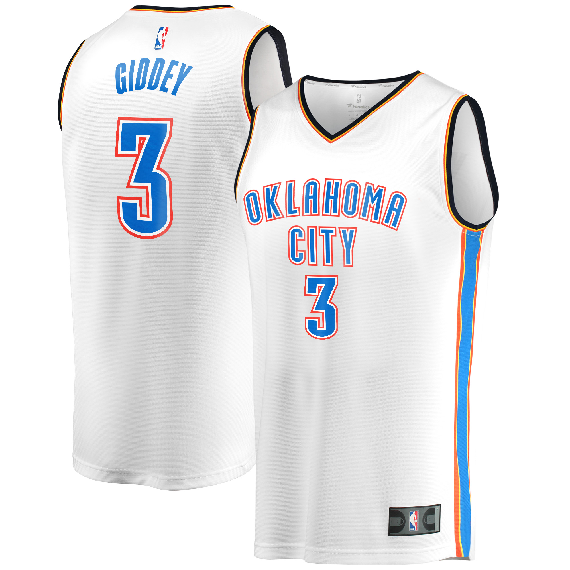 Men's Josh Giddey White Oklahoma City Thunder Fast Break Player Jersey