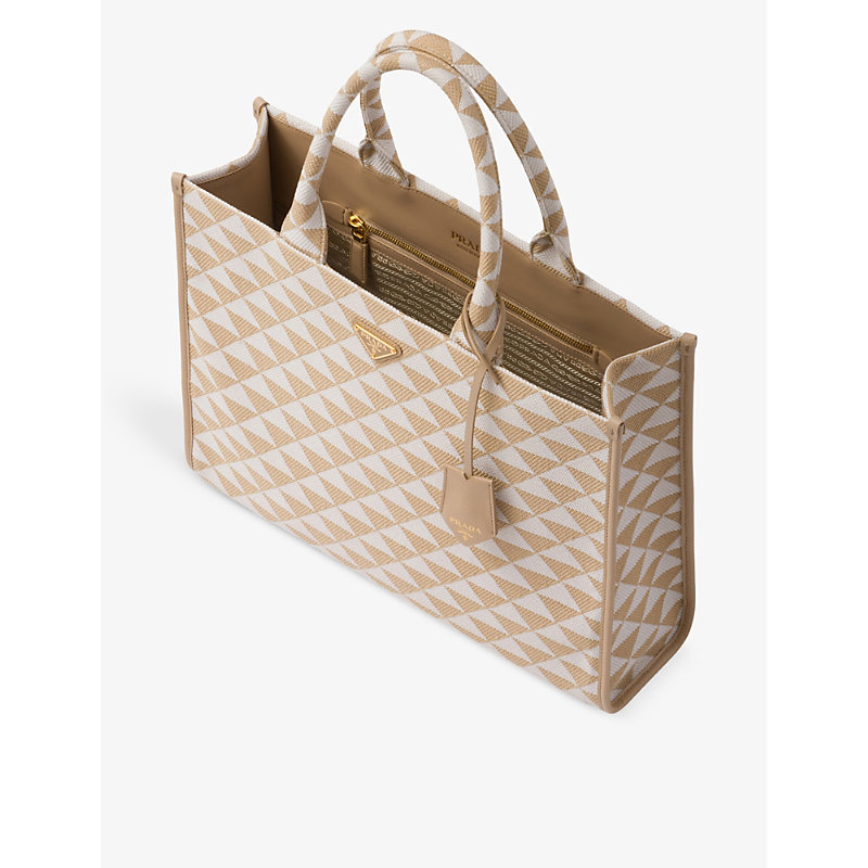 Womens Neutral Symbole Large Woven Tote bag 