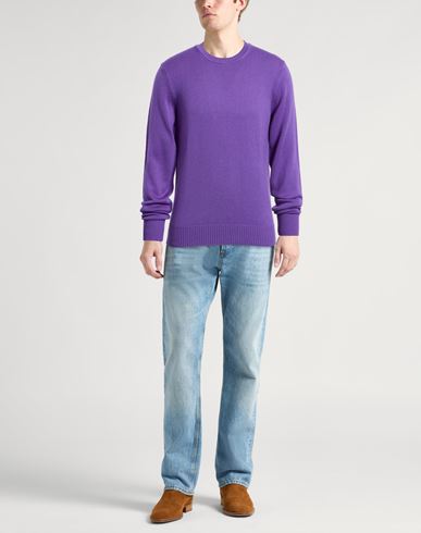 Man Sweater Purple Size L Virgin Wool