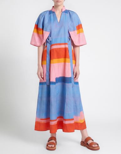 Woman Maxi dress Light blue Size L Linen, Cotton