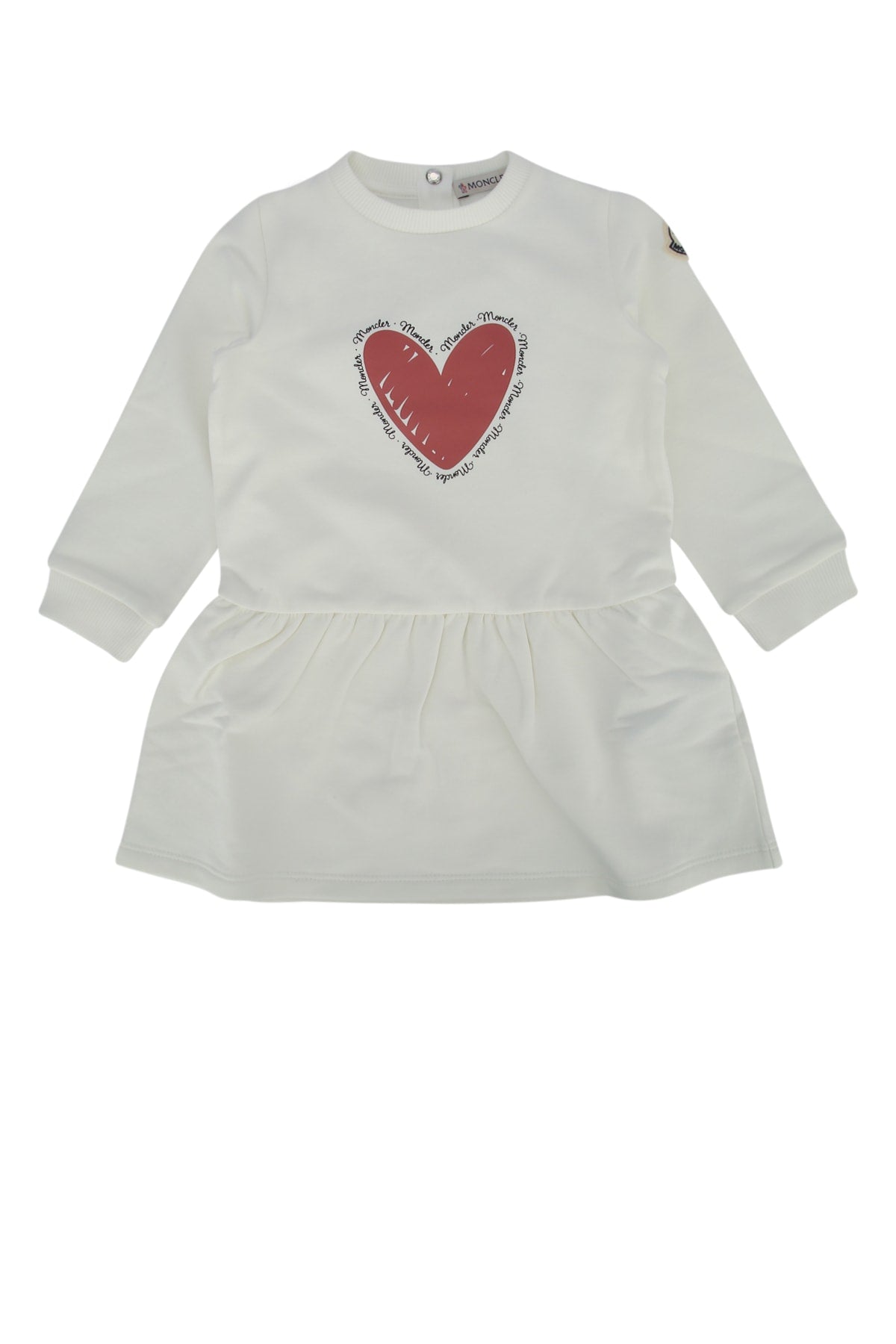 Heart-Embroidered Cotton Dress — White