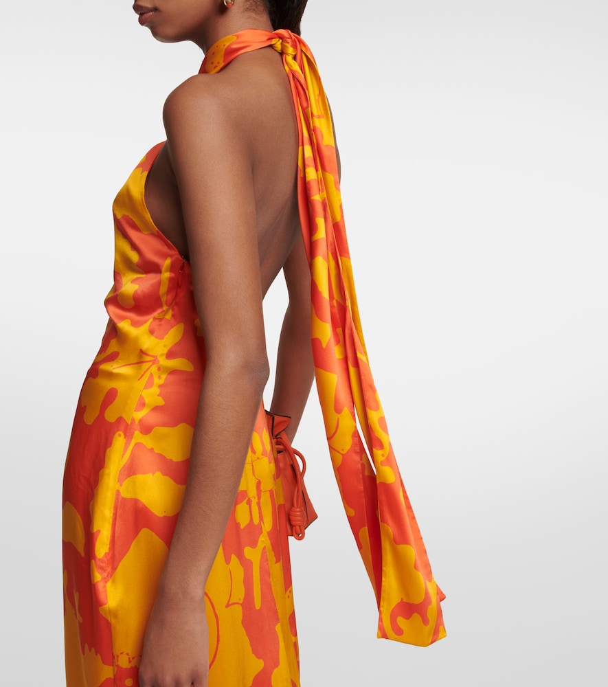 SIR Printed silk maxi dress