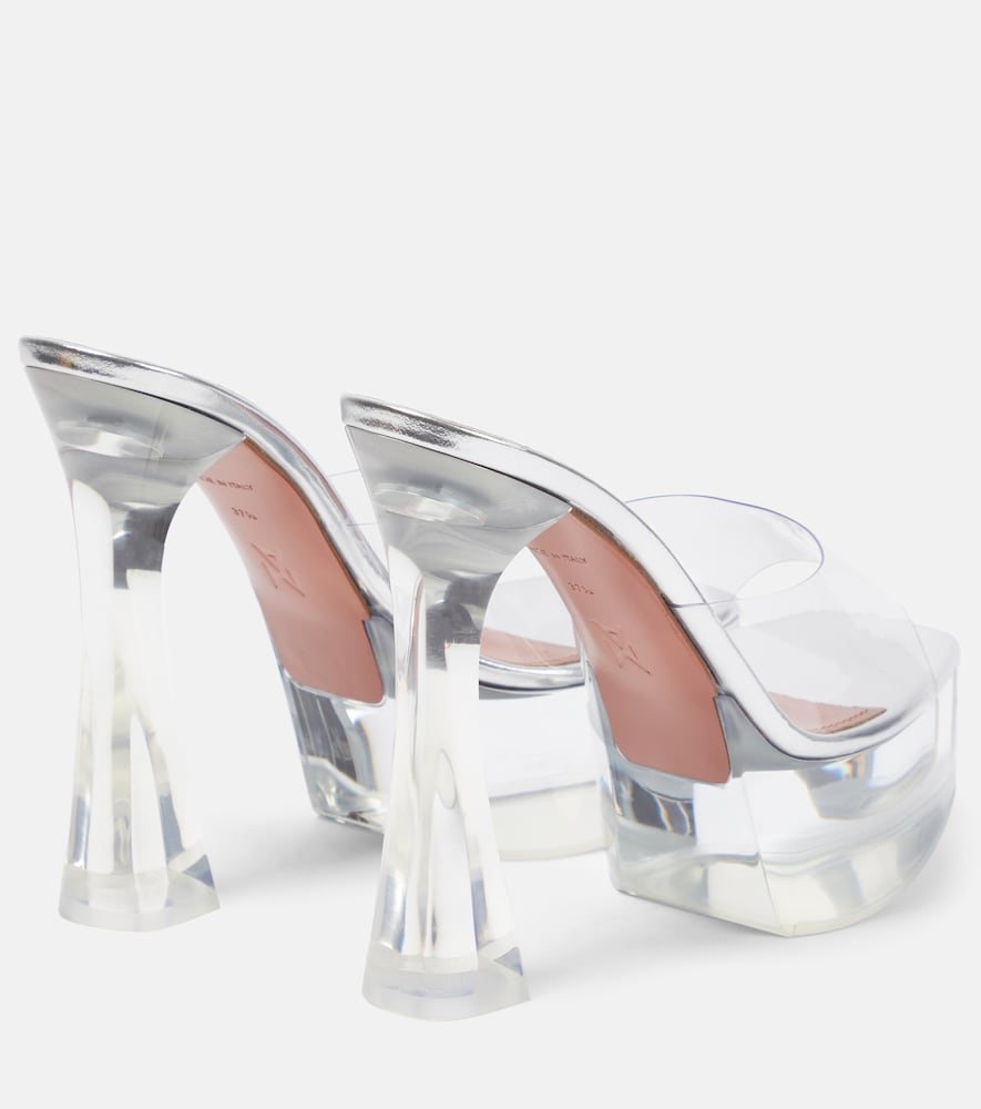 Amina Muaddi Dalida Glass PVC platform mules
