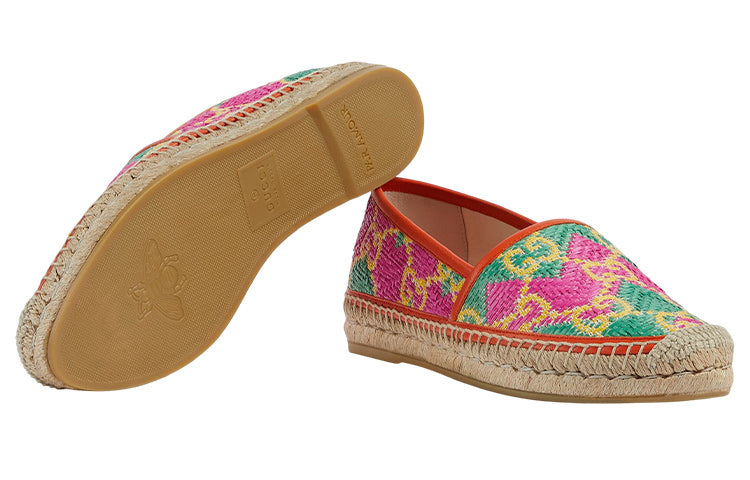 (WMNS) GG Espadrille Herringbone Straw Leather 'Multicolour'