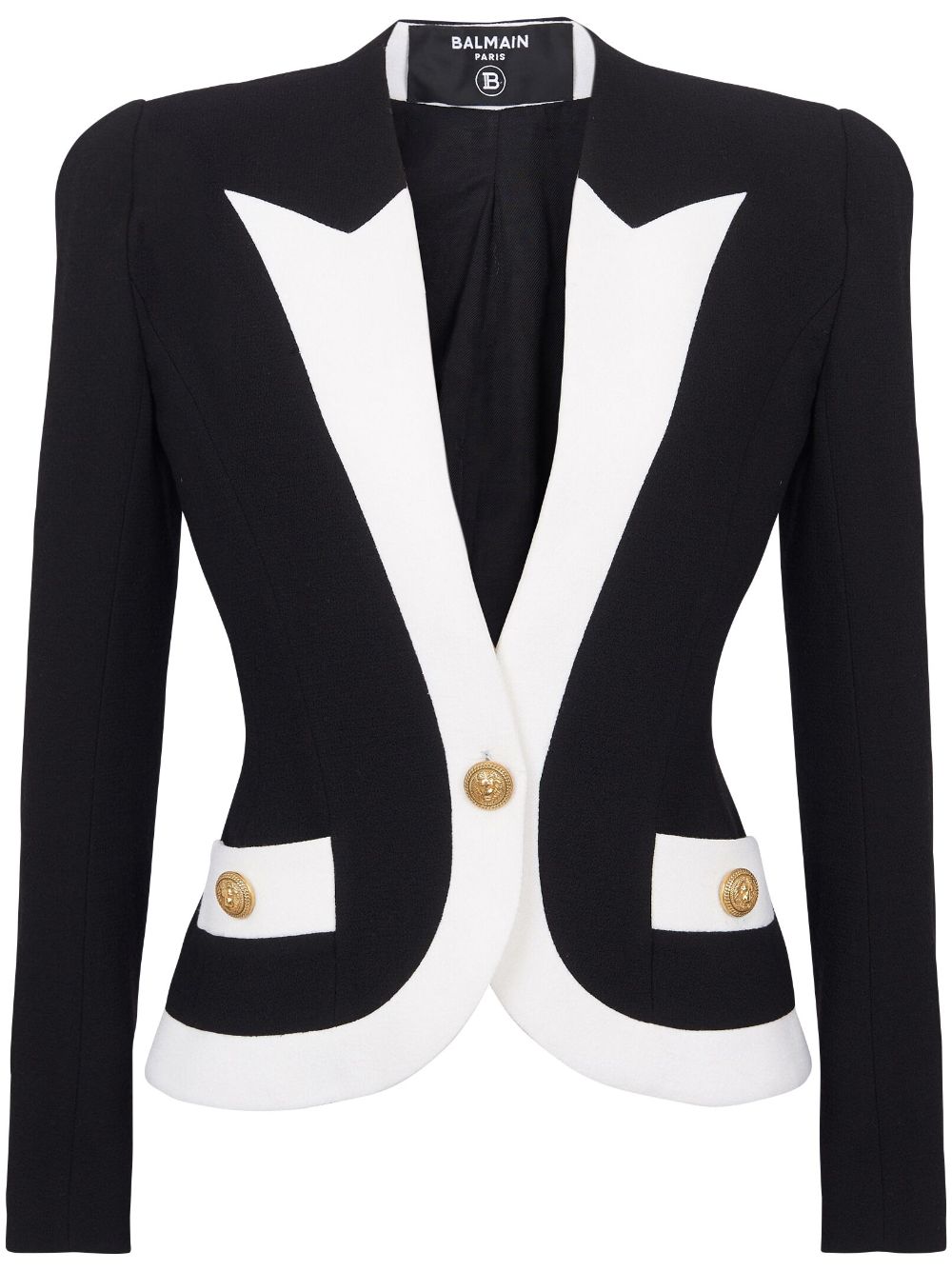 Two-tone crepe blazer - Black