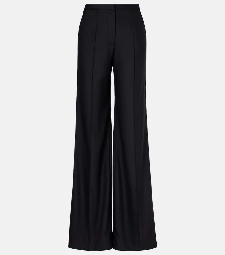 Pleated wool-blend wide-leg pants