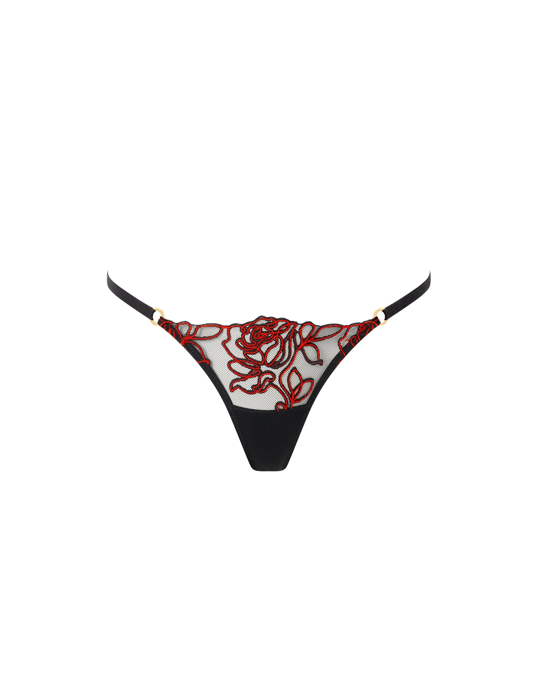 Bluebella Malina Sheer Floral Thong Black/Red