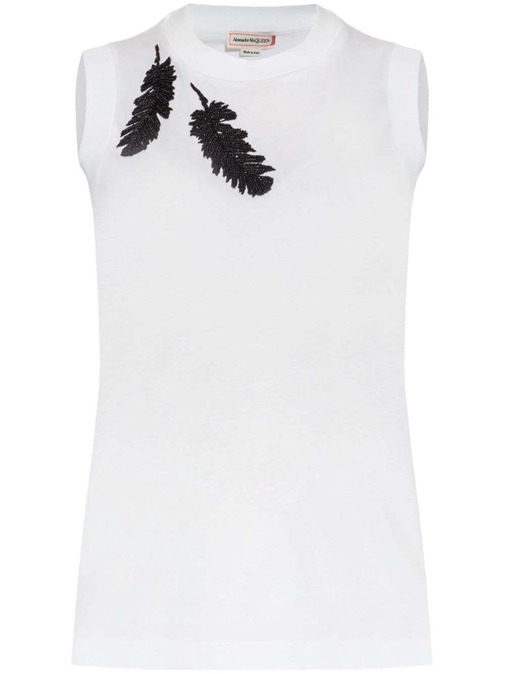 Bead-embroidered tank top - White