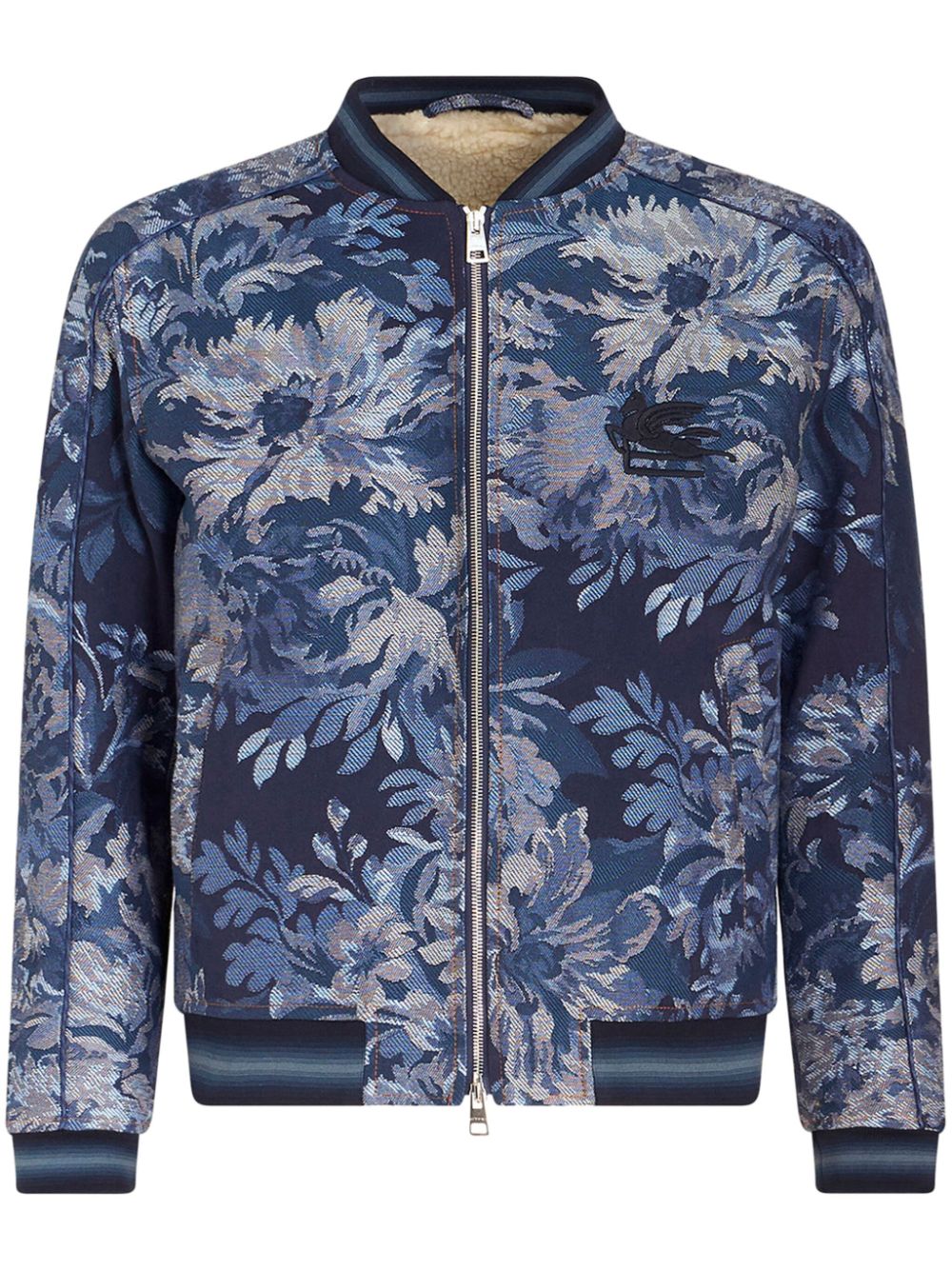 Patterned-jacquard bomber jacket - Blue