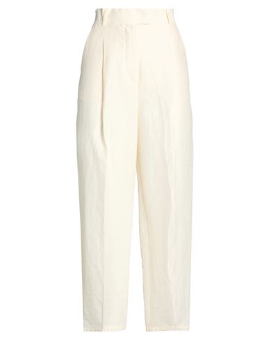 Woman Pants Cream Size 4 Linen, Silk, Polyamide