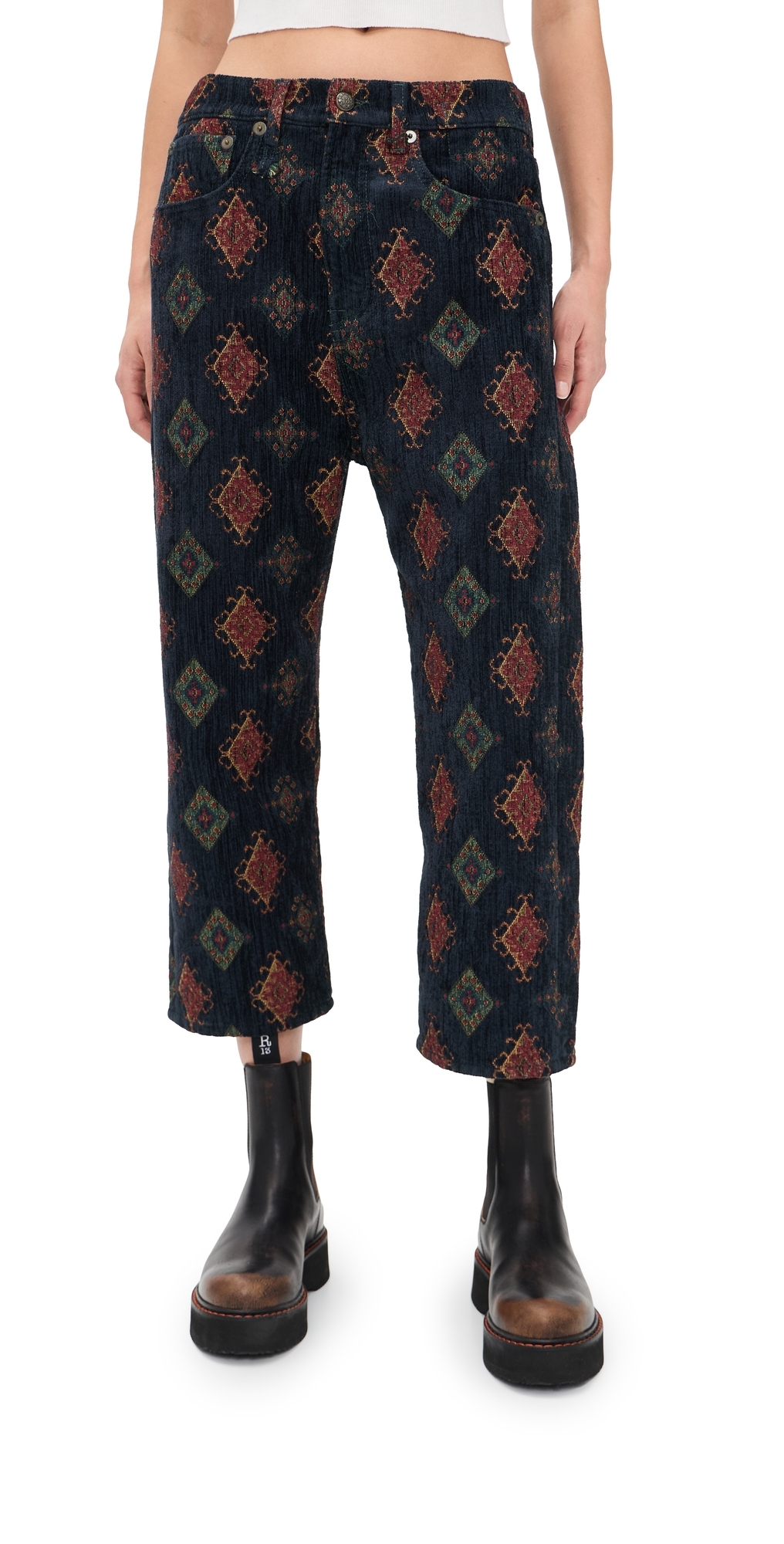Tailored Drop Jeans Navy Blue Jacquard