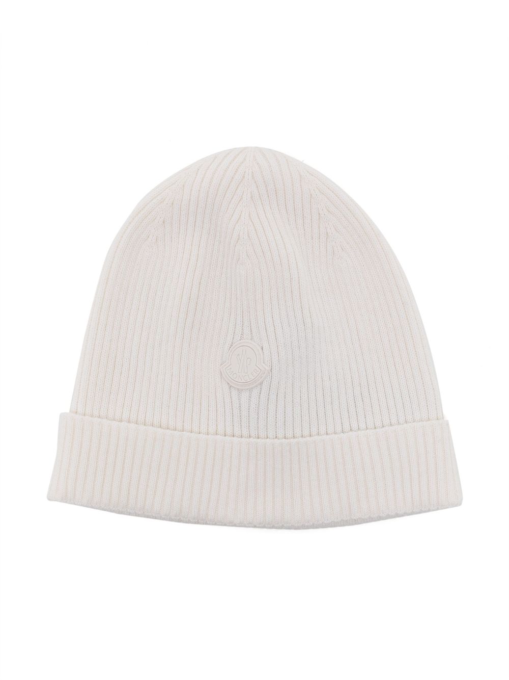 Logo-patch ribbed-knit beanie - White