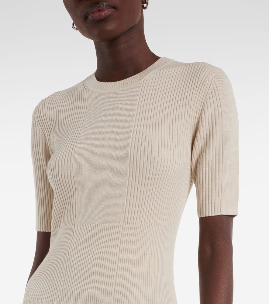 Ribbed-knit wool midi dress