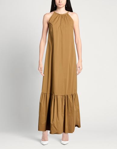 Woman Maxi dress Camel Size M Cotton, Polyamide, Elastane