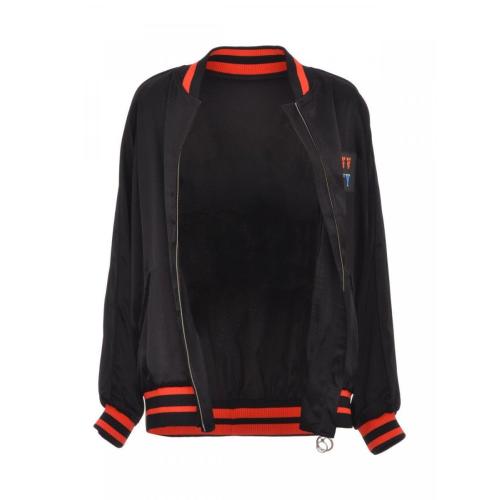 Logo patch bomber jacket - Black