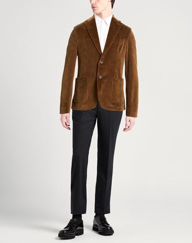 Man Blazer Brown Size 36 Cotton, Polyester