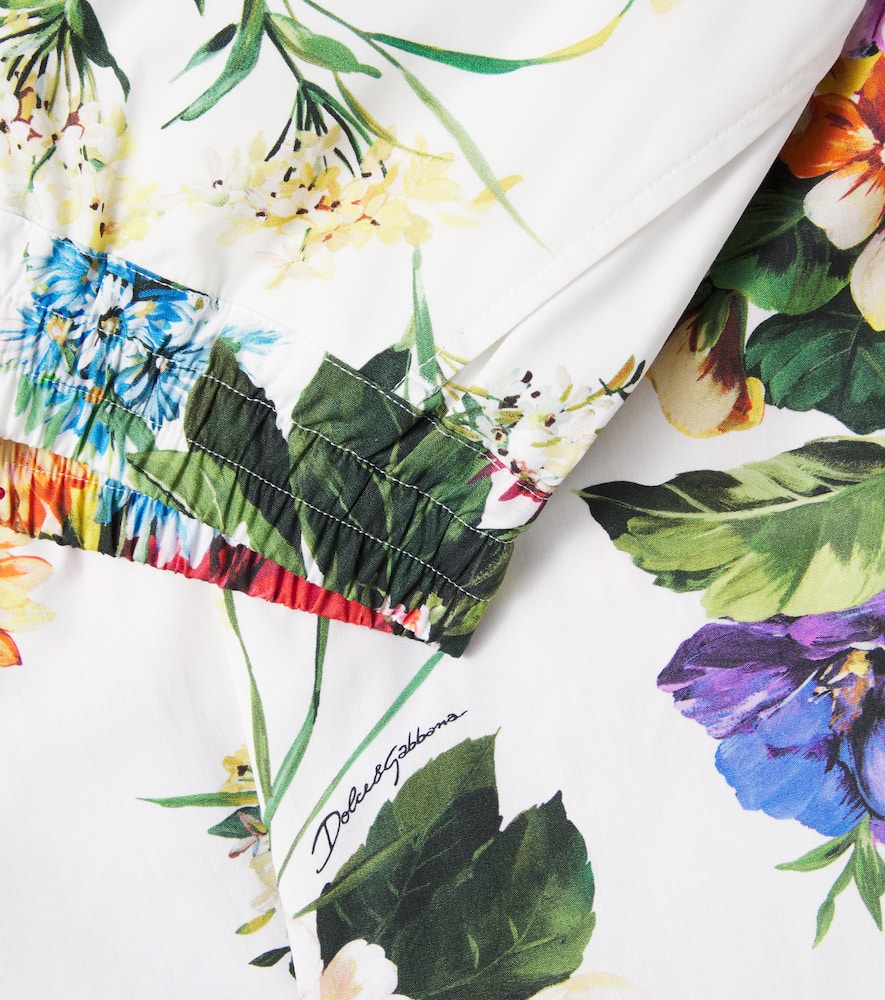 Floral cotton poplin palazzo pants