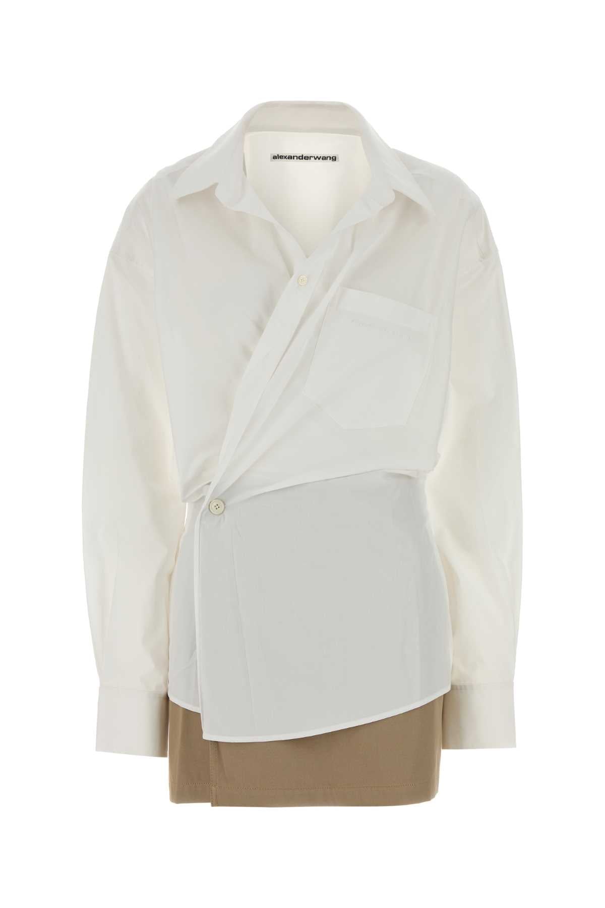 Asymmetrical Cotton Shirt Dress — White