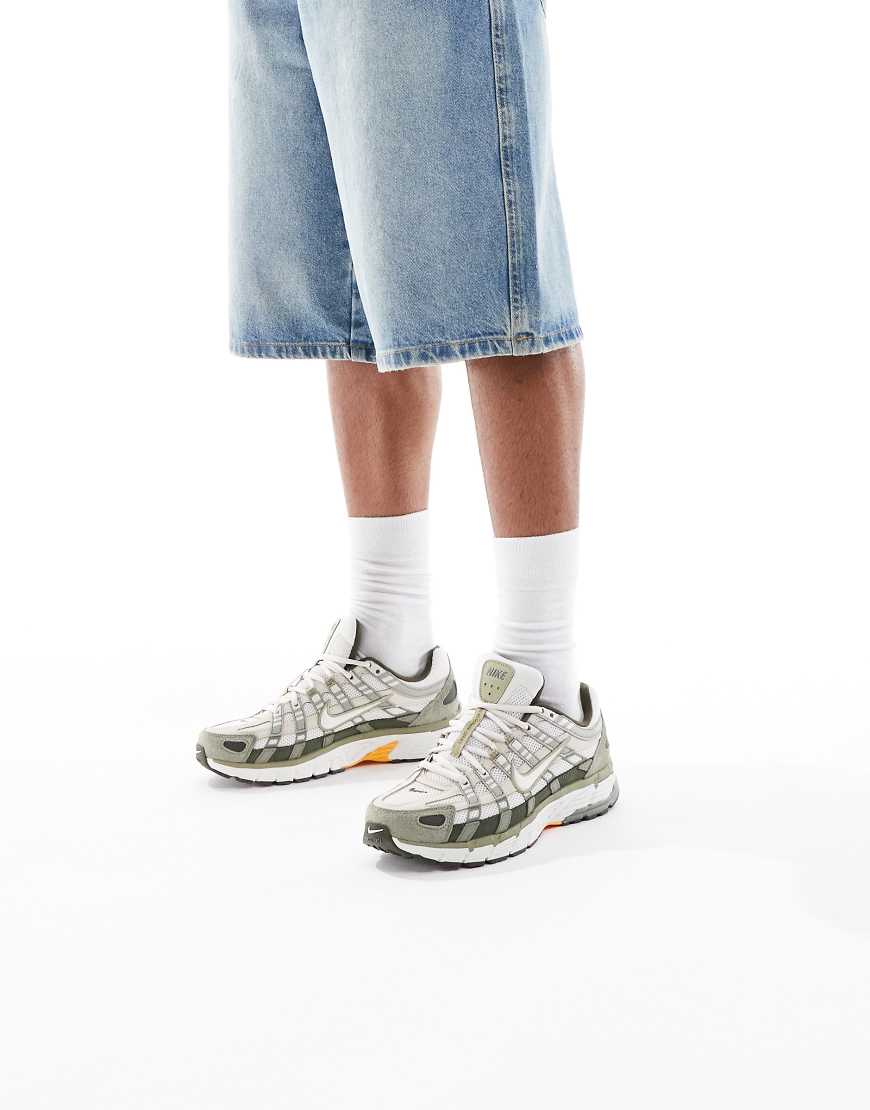 P-6000 sneakers in khaki green and white