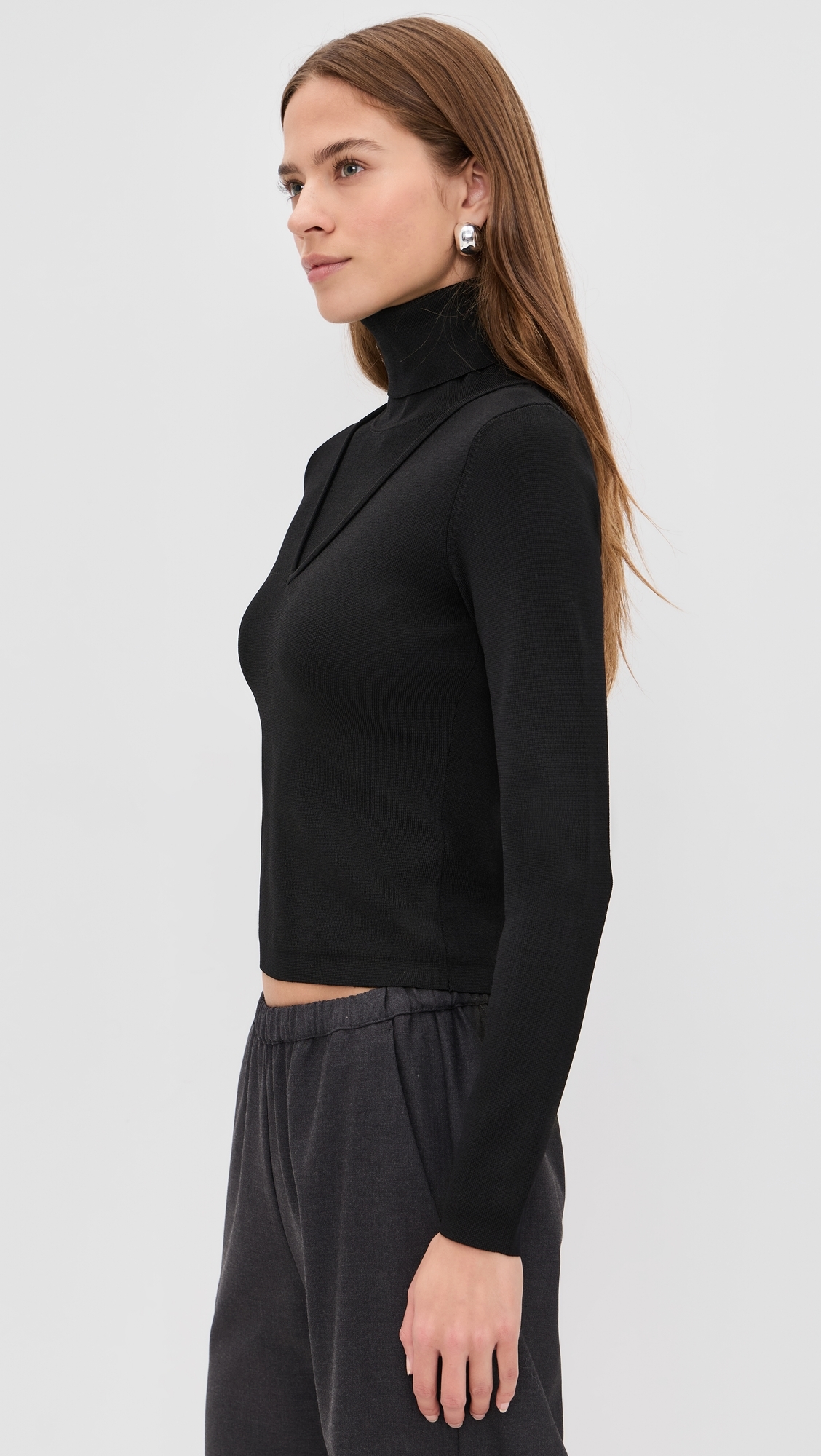 Trompe L'oeil Layered Turtleneck Black