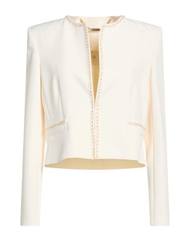 Woman Blazer Cream Size 6 Polyester, Elastane