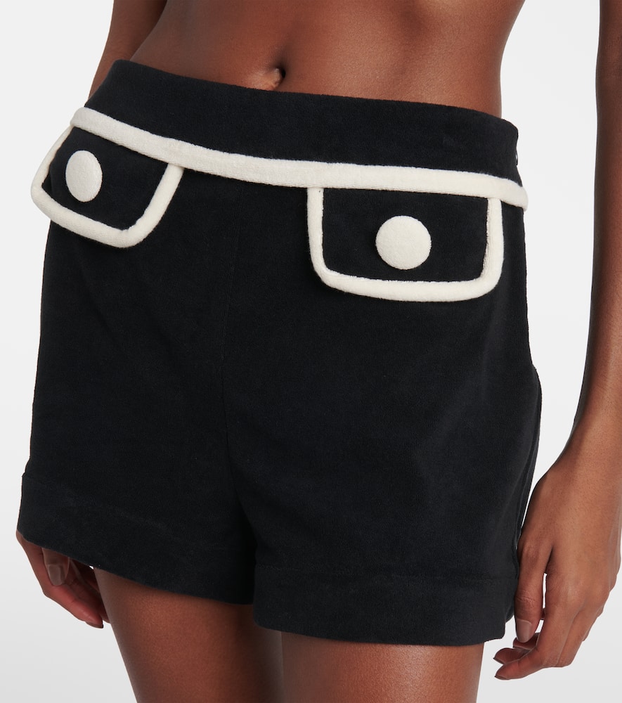 Adriana Degreas High-rise cotton-blend terry shorts