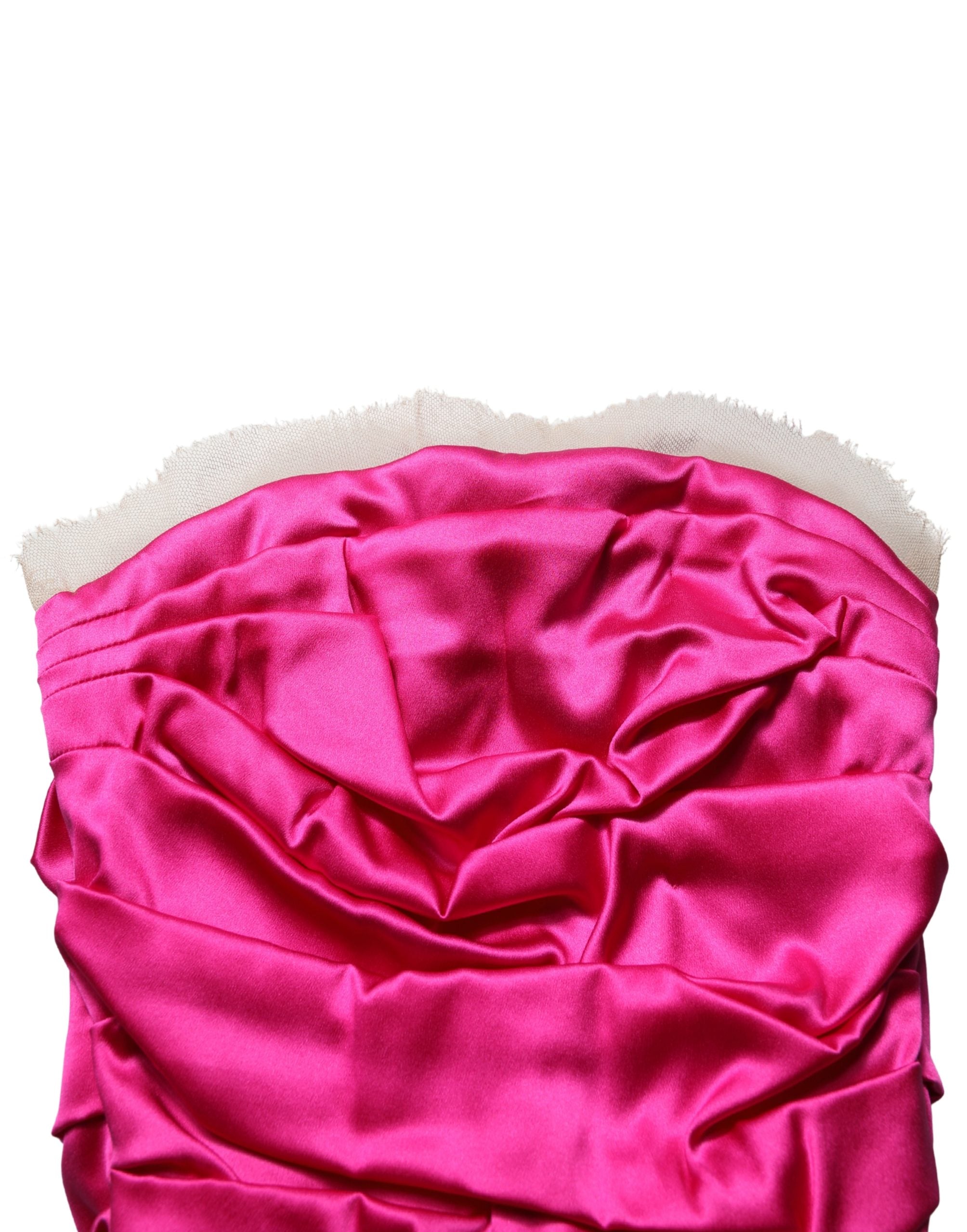 Ruched Satin Gown — Pink