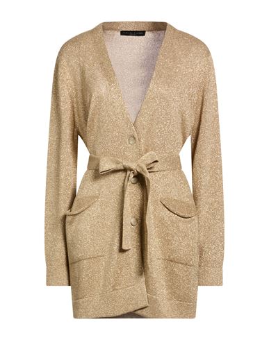 Woman Cardigan Gold Size 4 Viscose, Metallic fiber