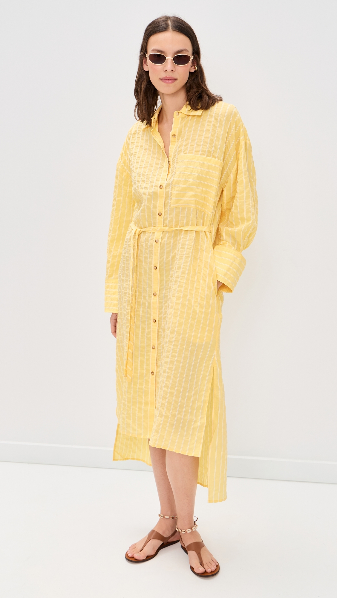 Tie Front Shirt Dress BUTTER STRIPE